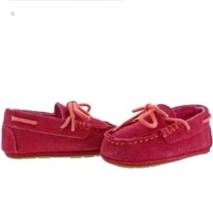 COLE HAAN Infant Shoes Size 2 Pink Grant Driver Moccasins Suede Gift Baby Shower